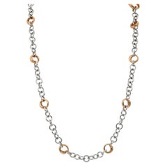 Collier à maillons en forme de diamant Crivelli, en or blanc et rose 18 carats, 0,10 ct au total