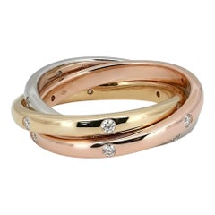 Memoire Three Row Gypsy Rolling Diamond Ring 18K Multi Tone Gold 0.33Ctw SZ 5.5