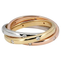 Memoire Three Row Gypsy Rolling Diamond Ring 18K Multi Tone Gold 0.33Ctw SZ 5.5
