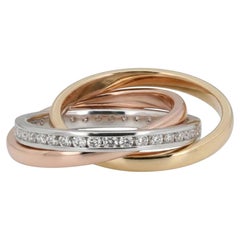 Bague « Rolling Ring » à 3 rangées de cannelures « Mémoire », en or 18 carats multicolore et diamants (0,68 ct au total)