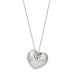 Crivelli Openwork Heart Diamond Pendant Necklace 18K White Gold 0.31ctw
