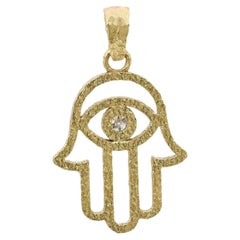 Rachel Koen Diamant-Hamsa-Anhänger, Rundschliff, 18 Karat Gelbgold, 0,03 Karat insgesamt