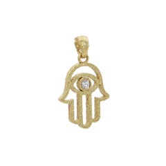 Rachel Koen Diamant-Hamsa-Anhänger, Rundschliff, 18 Karat Gelbgold, 0,03 Karat insgesamt