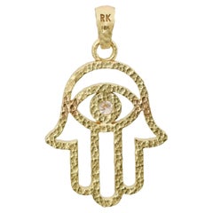 Rachel Koen Diamant-Hamsa-Anhänger, Rundschliff, 18 Karat Gelbgold, 0,1 Karat Gesamtgewicht