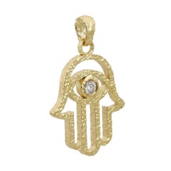 Rachel Koen Diamant-Hamsa-Anhänger, Rundschliff, 18 Karat Gelbgold, 0,1 Karat Gesamtgewicht