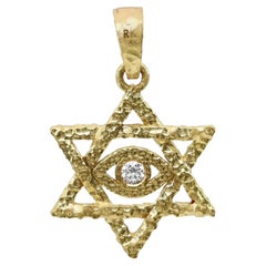 Rachel Koen Diamant-Davidstern-Anhänger, Rundschliff, 18 Karat Gelbgold, 0,05 Karat Gesamtgewicht