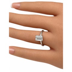 Rachel Koen Emerald Cut Lab Grown Diamond Engagement Ring 14K White Gold