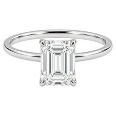 Rachel Koen Emerald Cut Lab Grown Diamond Engagement Ring 14K White Gold