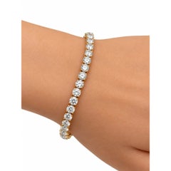 Rachel Koen Round Cut Lab Grown Diamond Tennis Bracelet 14K Yellow Gold 12.75Ctw