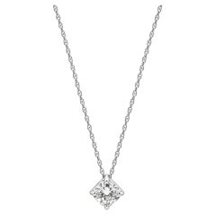 Rachel Koen Cushion Cut Lab Grown Diamond Pendant Necklace 14K White Gold