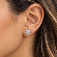 Rachel Koen Floral Round Cut Lab Grown Diamond Stud Earrings14K White Gold