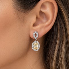 Rachel Koen Yellow Oval Cut Lab Grown Diamond Drop Earrings 1.56ctw
