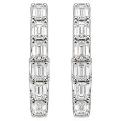 Rachel Koen Emerald Cut Lab Grown Diamonds Inside Out Hoops 3.10ctw