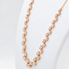 Rachel Koen Oval Cut Lab Grown Diamond Riviera Necklace 14k Yellow Gold 11.50ctw