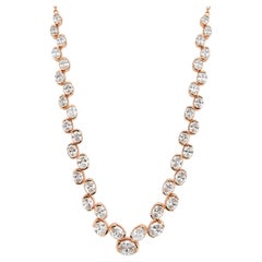 Rachel Koen Oval Cut Lab Grown Diamond Riviera Necklace 14k Yellow Gold 11.50ctw