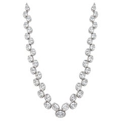 Rachel Koen Oval Cut Lab Grown Diamond Riviera Necklace 14k White Gold 11.50ctw