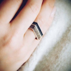 Sophie Birgitt Geometric Rectangular Gold Cocktail Ring