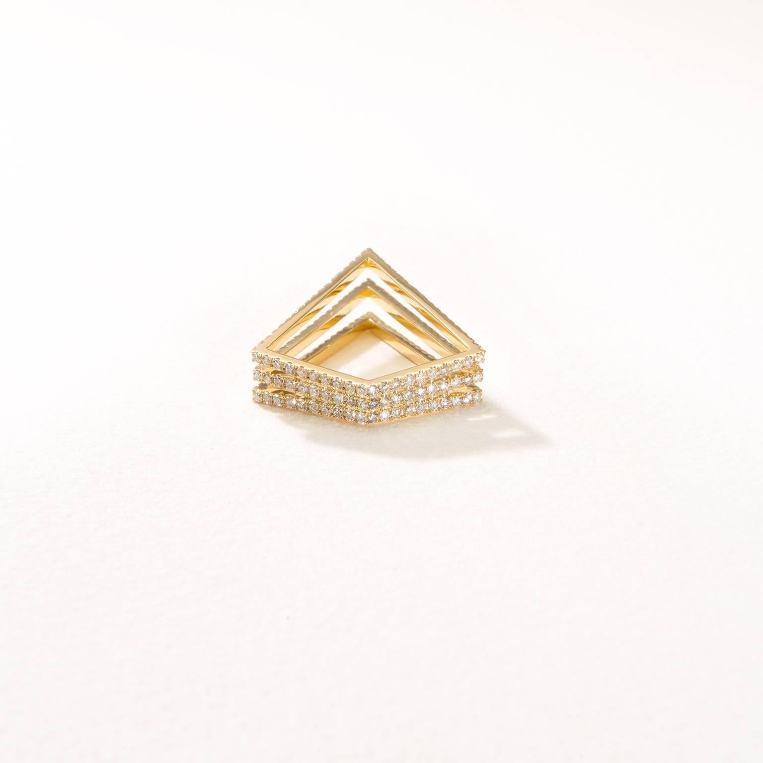 Sophie Birgitt Full Diamond Triangular Cocktail Ring Pavé hand set with 58-facet diamonds extending around the circumference of the ring. Diamond Carat Weight: 1,66 ct.

*MADE TO ORDER: 3 WEEKS LEAD TIME*
*WORLDWIDE COMPLIMENTARY SHIPPING*

The