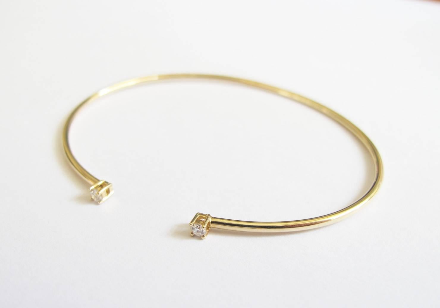 Open Cuff Diamond Gold Flexible Bangle In New Condition In Sheung Wan, Hong Kong