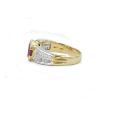 Oval Shape Ruby 1.93 and Baguette Cut Diamonds 0.82 Ring, circa 1960