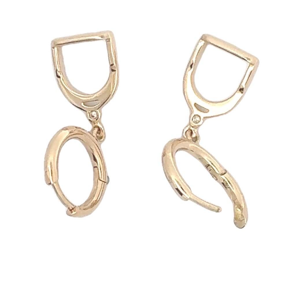 Garavelli 18 Kt Yellow Gold Brown Diamonds Stirrups Collection Dangling Earrings In New Condition For Sale In Valenza, IT