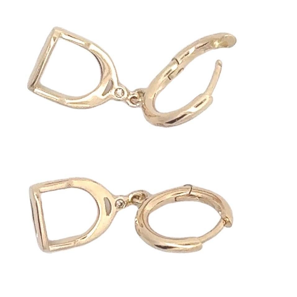 Garavelli 18 Kt Yellow Gold Brown Diamonds Stirrups Collection Dangling Earrings For Sale 1