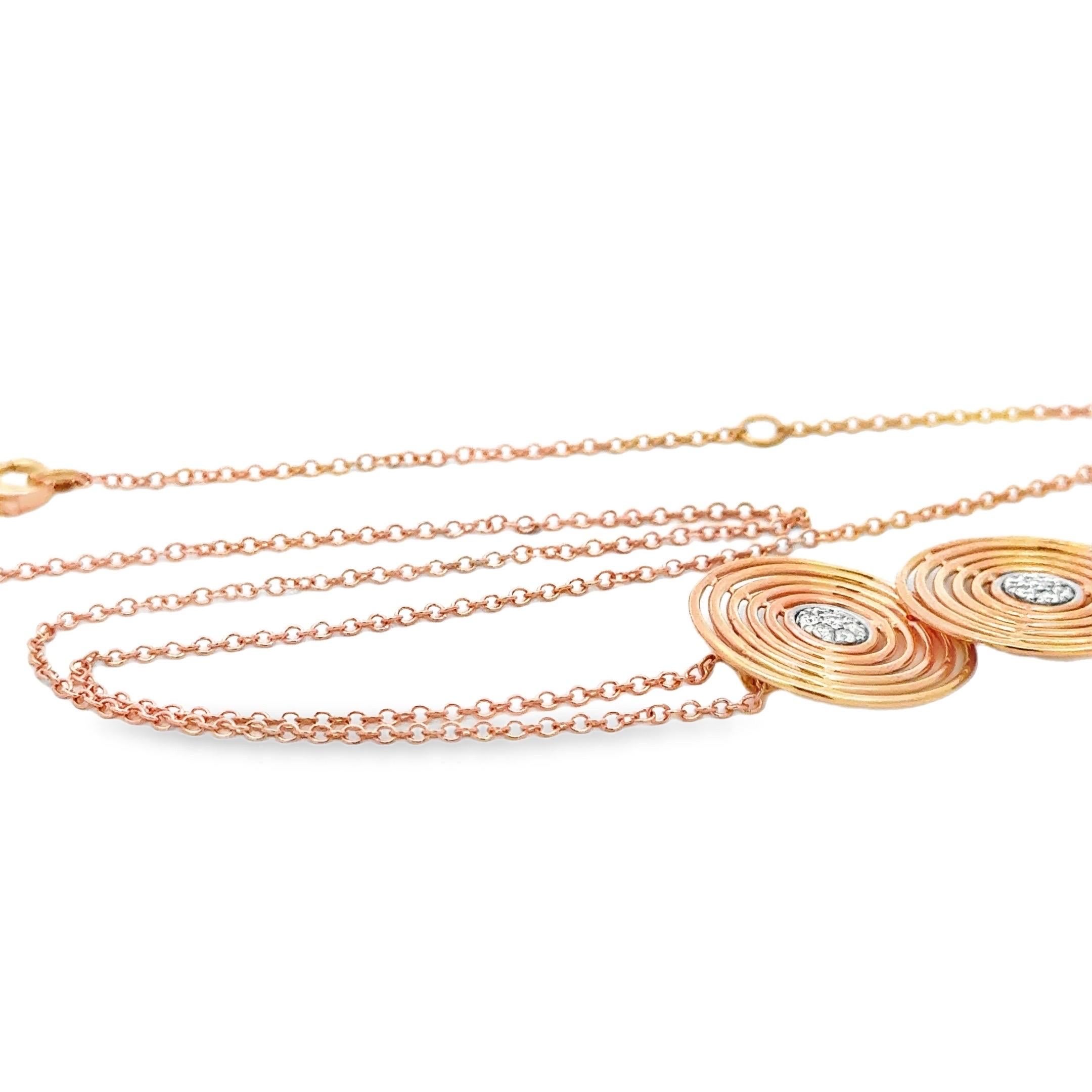 Garavelli  Ciondolo a triplo cerchio in oro rosa 18 Kt con diamanti in vendita 2