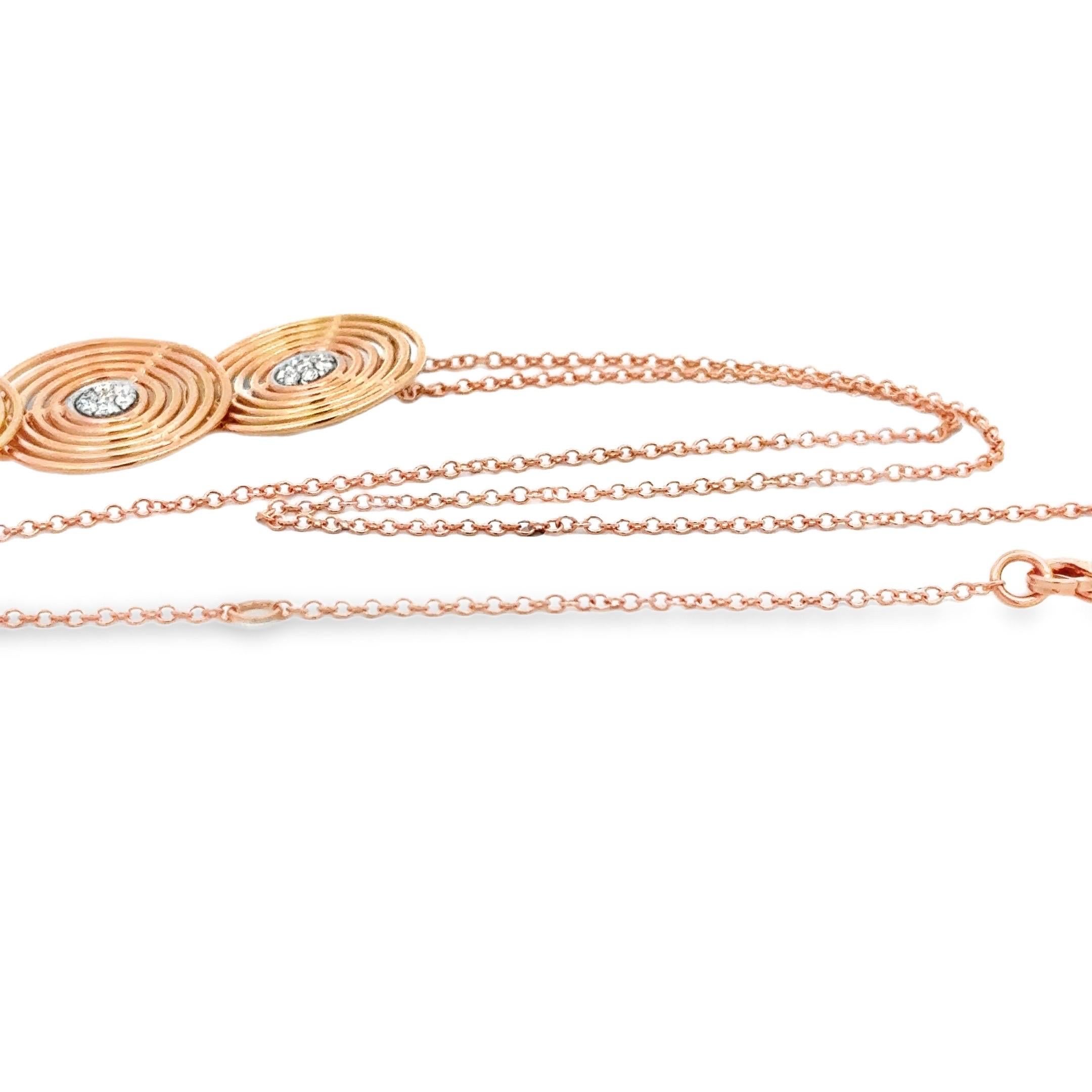Garavelli  Ciondolo a triplo cerchio in oro rosa 18 Kt con diamanti in vendita 3