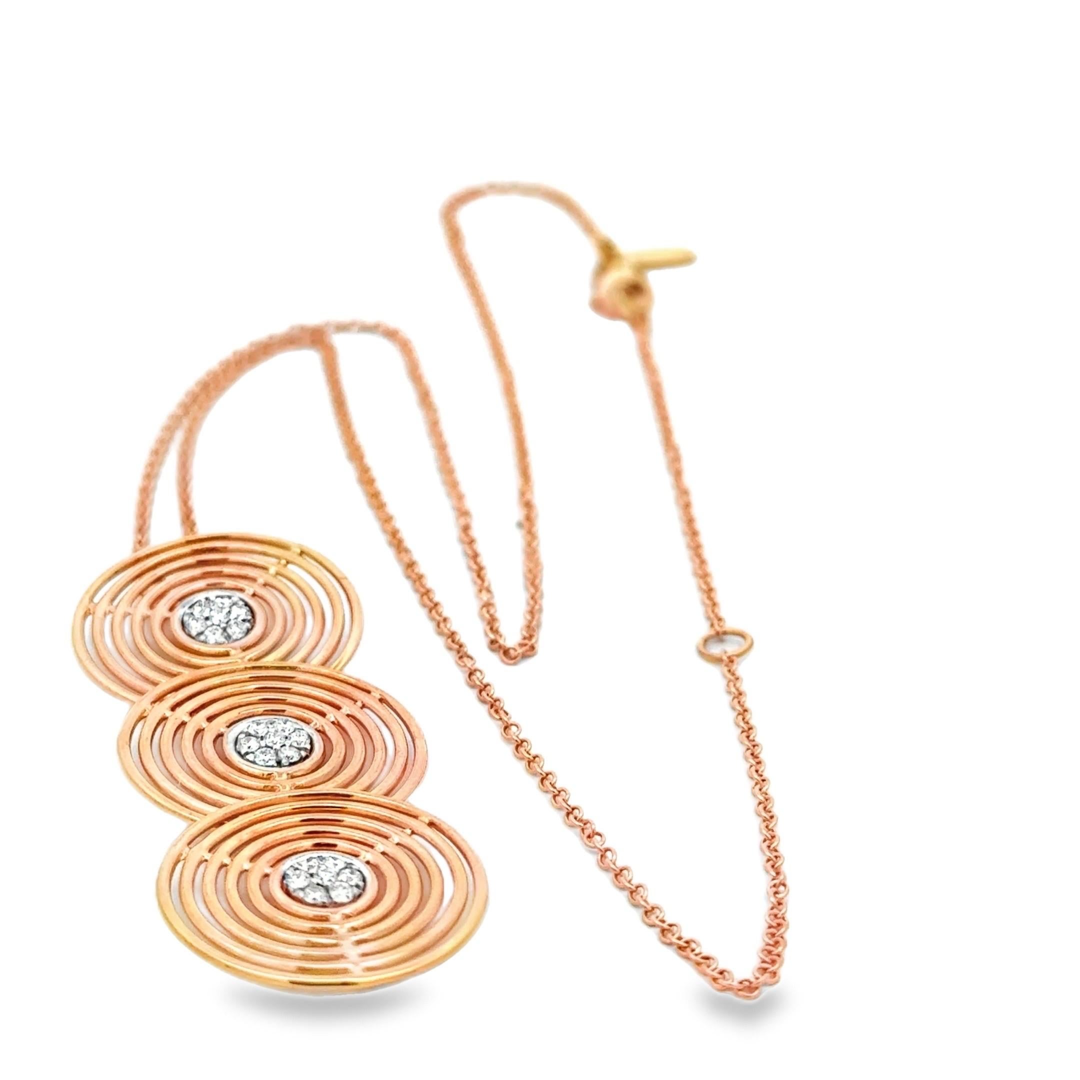 Garavelli  Ciondolo a triplo cerchio in oro rosa 18 Kt con diamanti in vendita 5