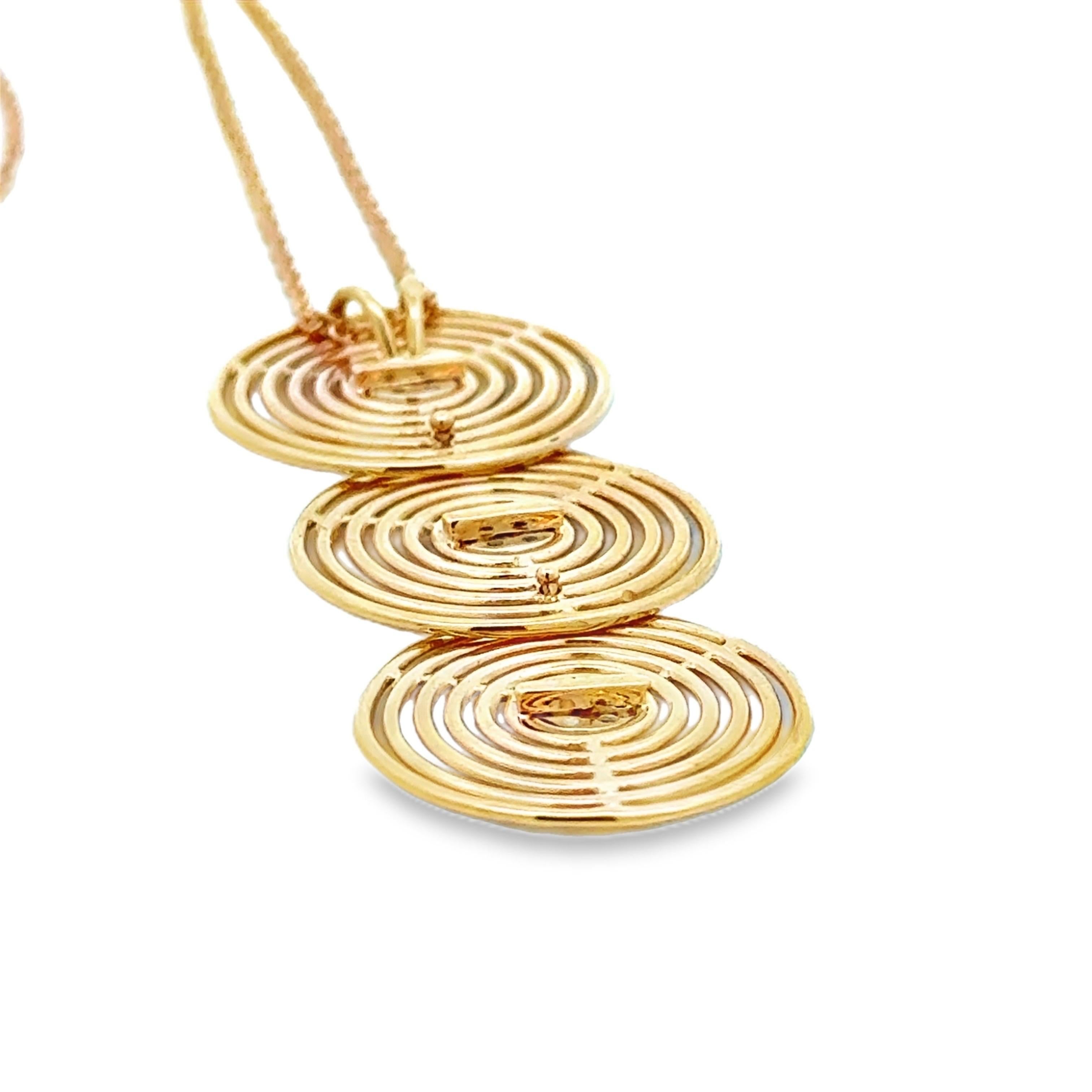 Garavelli  Ciondolo a triplo cerchio in oro rosa 18 Kt con diamanti in vendita 9