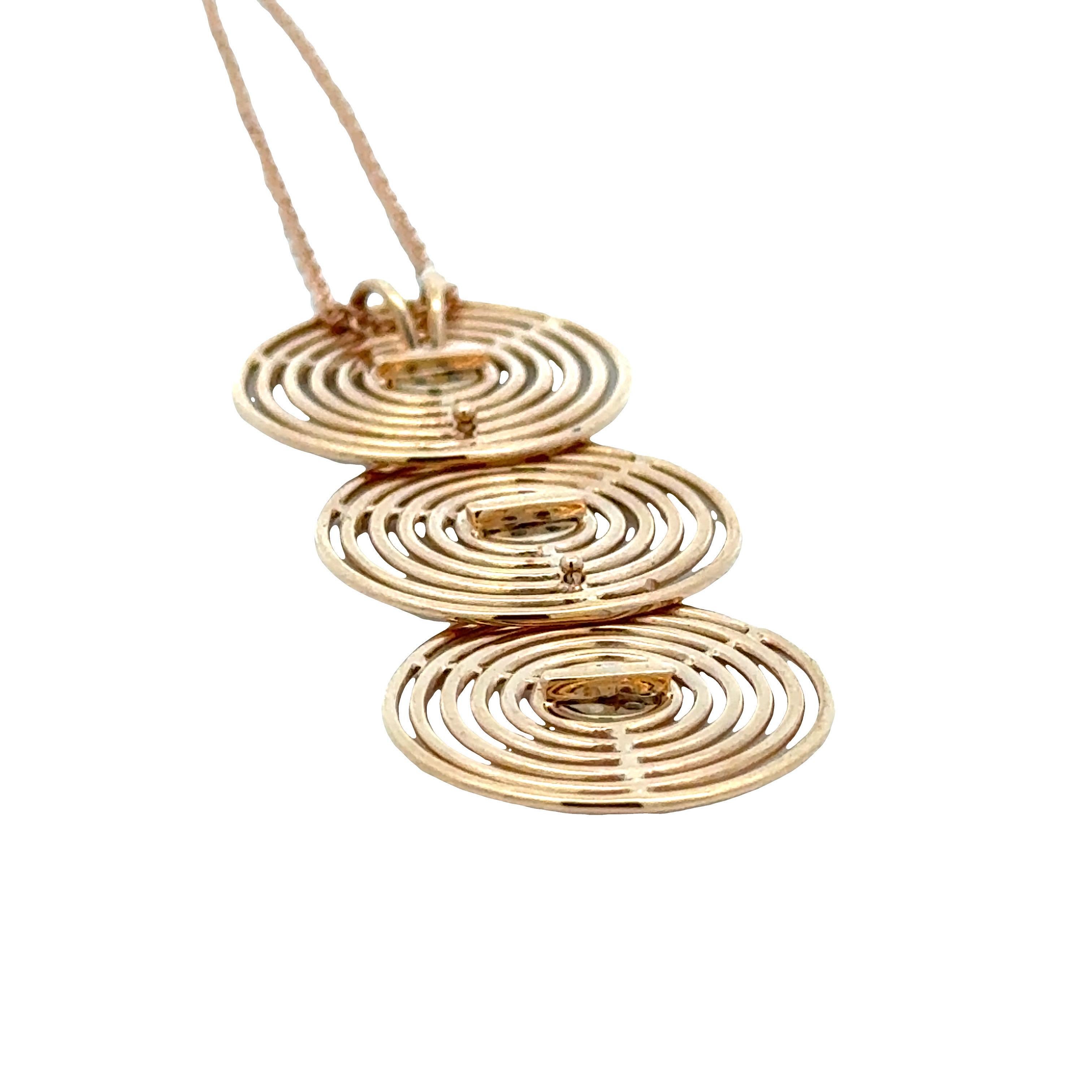 Garavelli  Ciondolo a triplo cerchio in oro rosa 18 Kt con diamanti in vendita 8