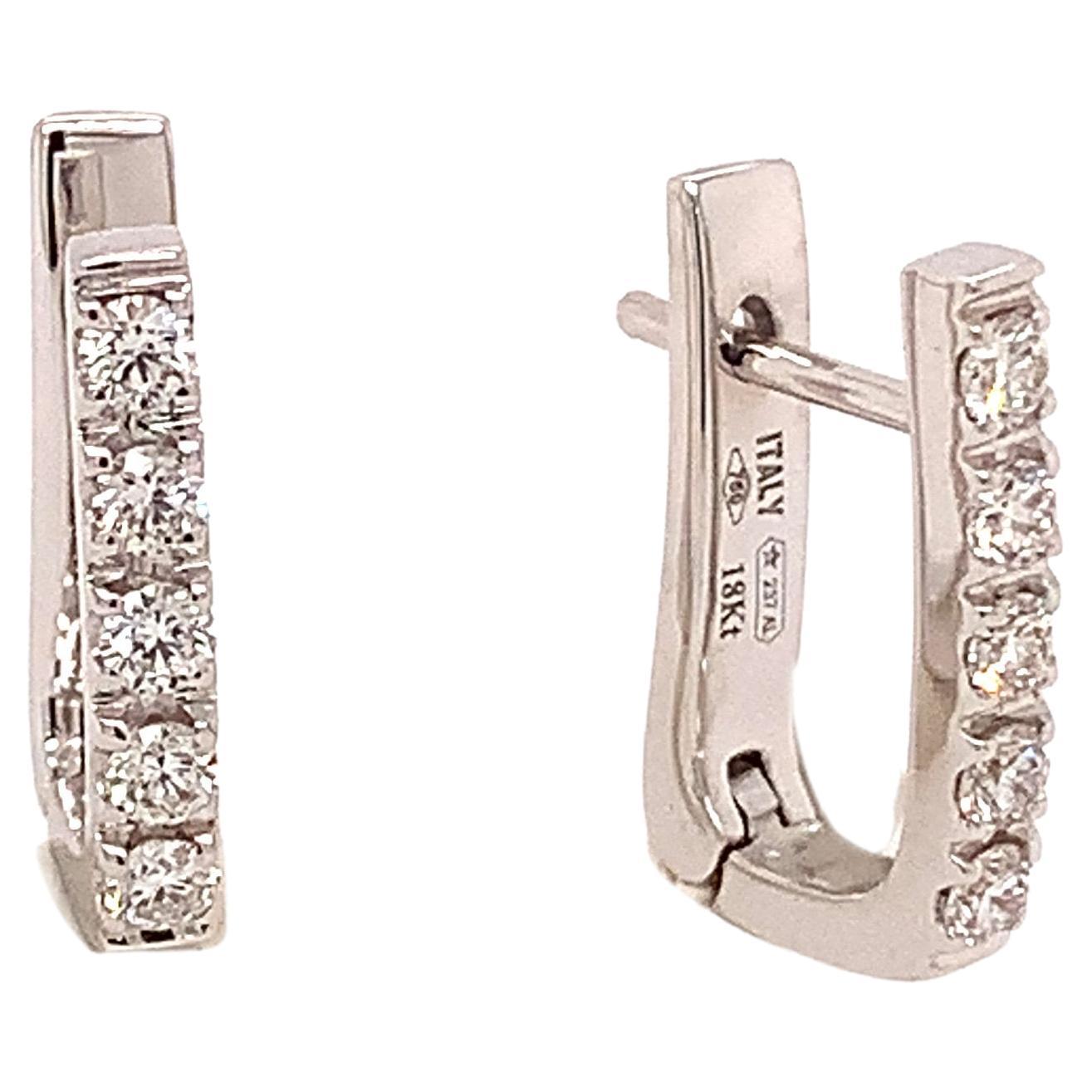 18 Karat White Gold White Diamonds Garavelli New Huggie Earrings For Sale