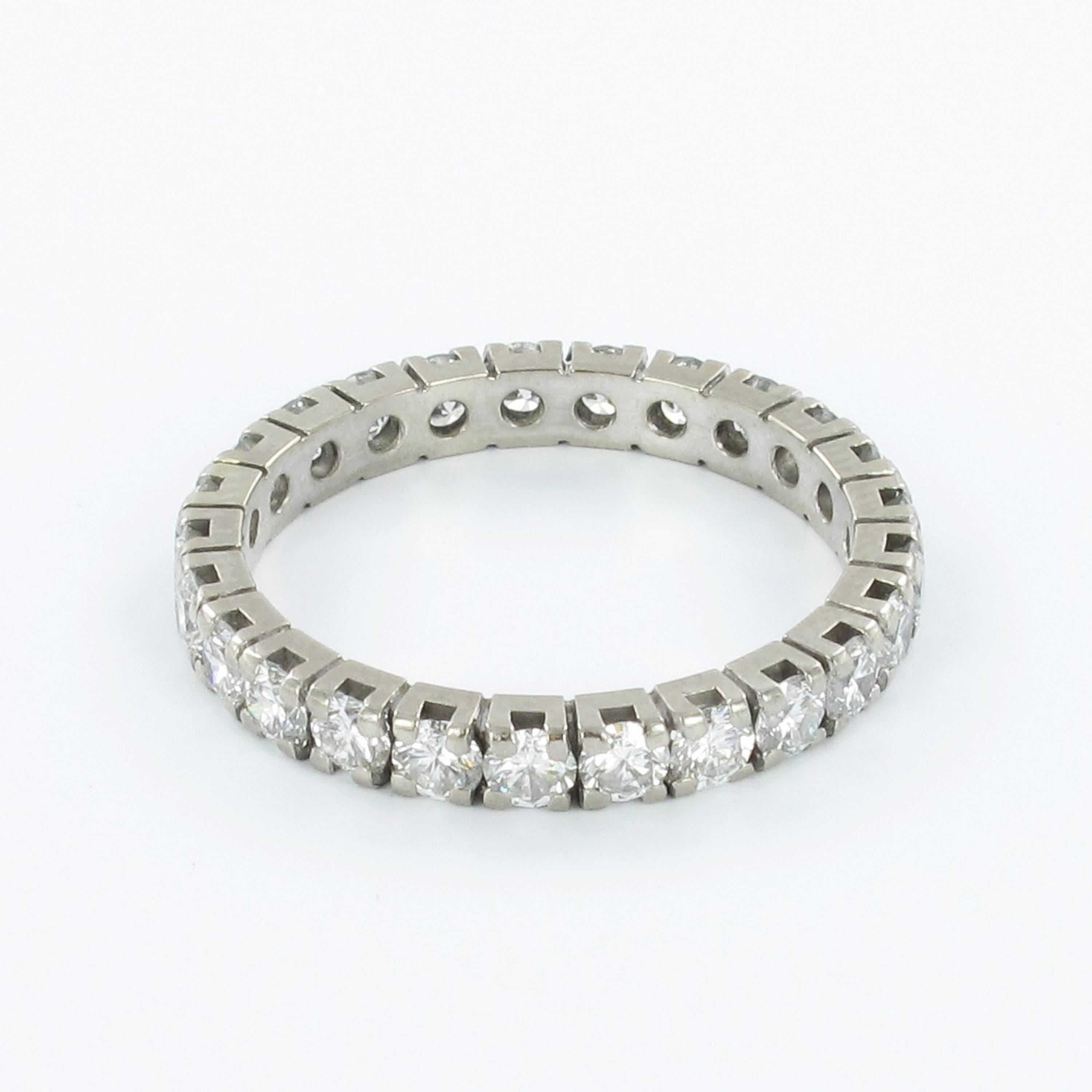 Diamond eternity band in 18 white gold. Featuring 25brilliant cut diamonds with G-H colour and vs clarity. Total weight approximately 1.63 carats. Size 55, US 7-1/4

Stock number: 1000186480
