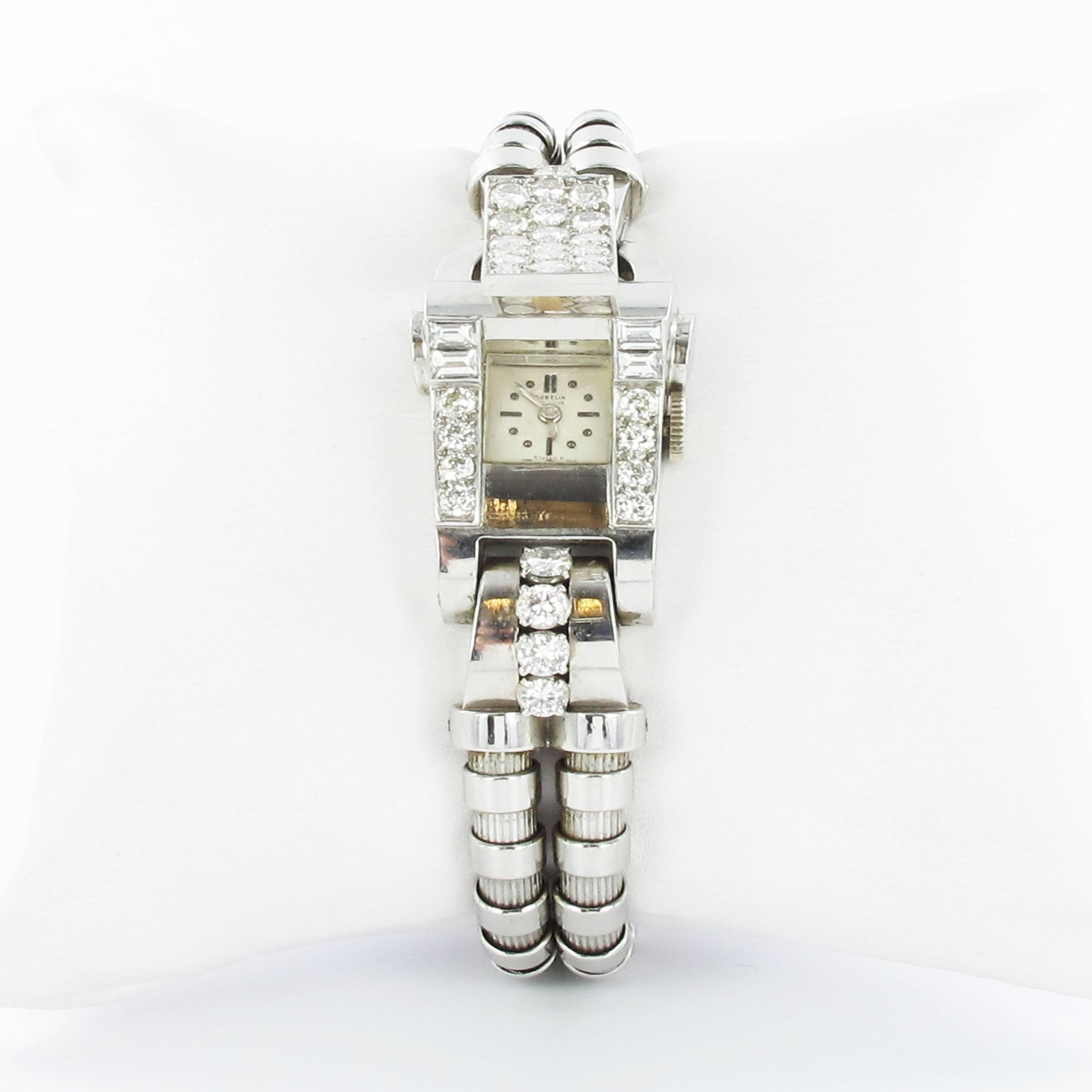 Gübelin Platinum Diamond Bracelet Mechanical Wristwatch In Excellent Condition In Lucerne, CH