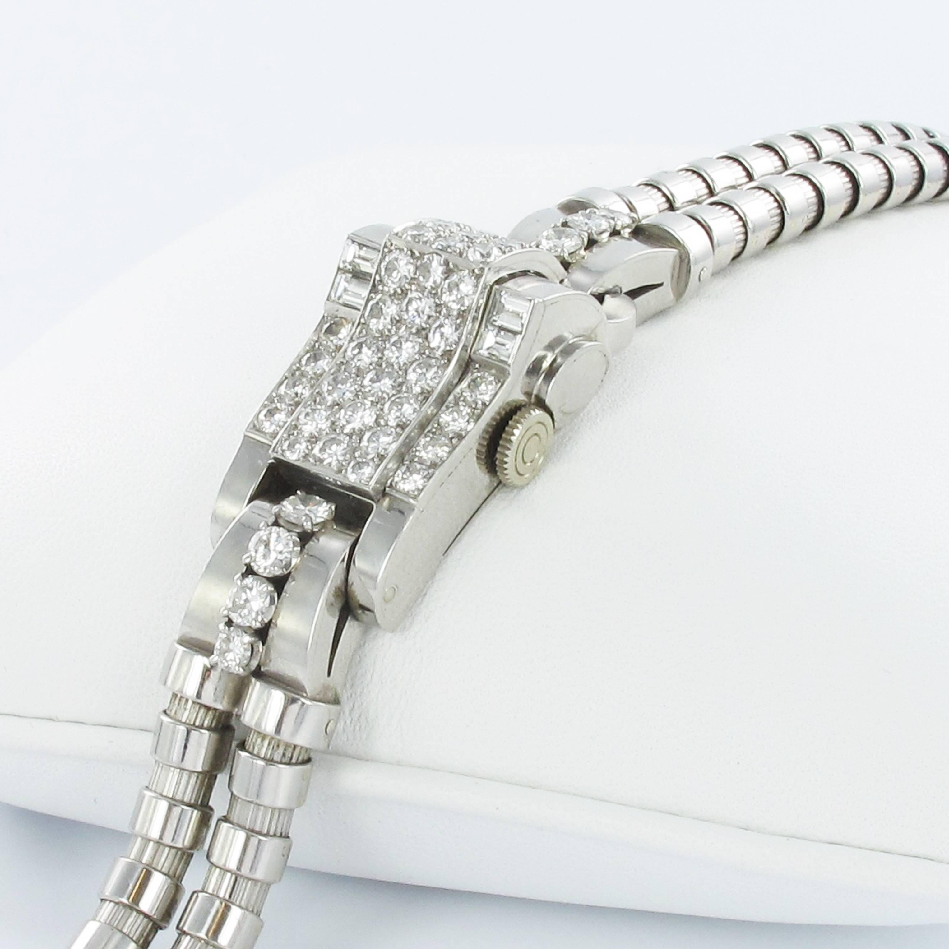 Gübelin Platinum Diamond Bracelet Mechanical Wristwatch 5