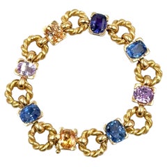 Bracelet vintage Gübelin serti de saphirs, en or jaune 18 carats