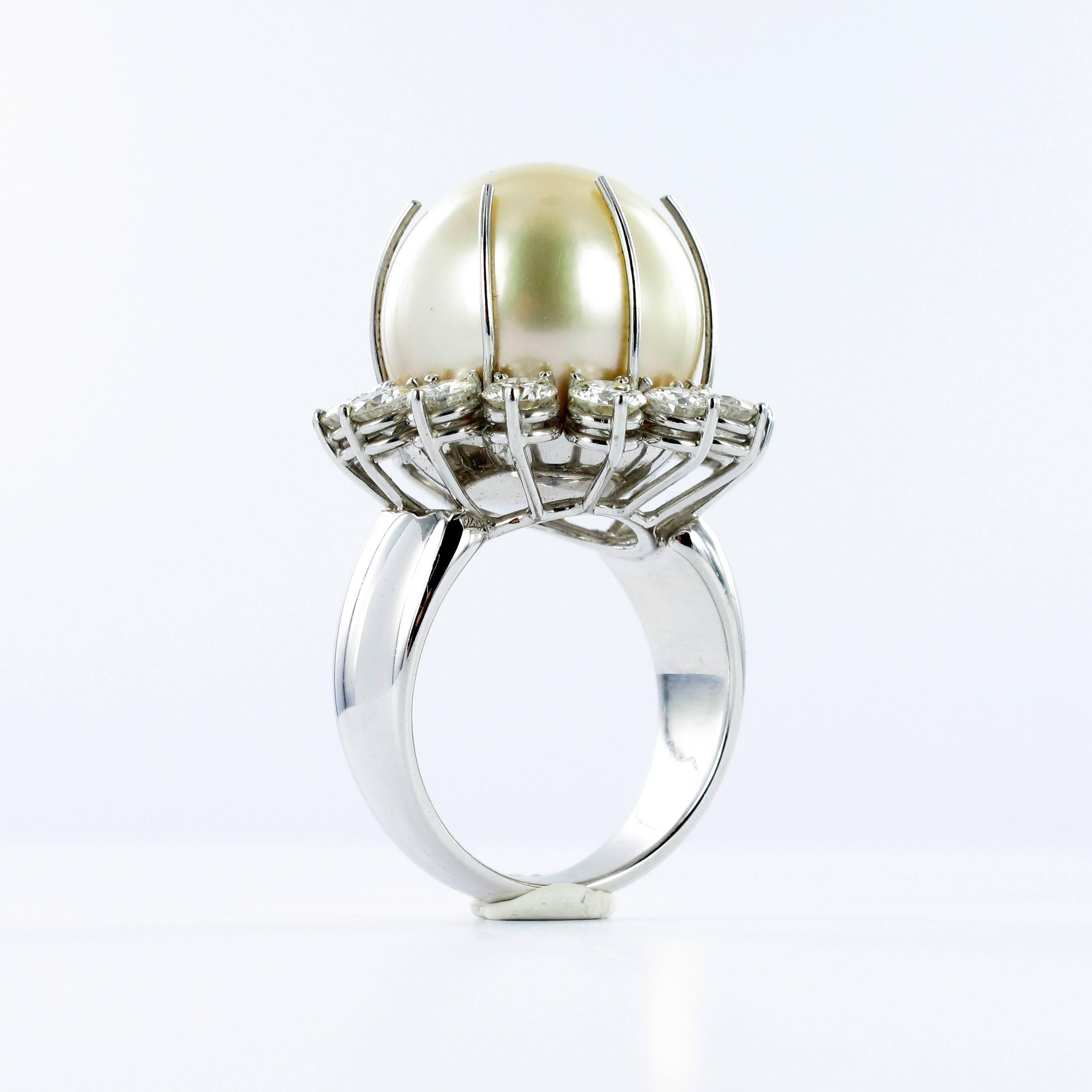 Women's Gübelin South Sea Cultured Pearl and Diamond Cocktail Ring