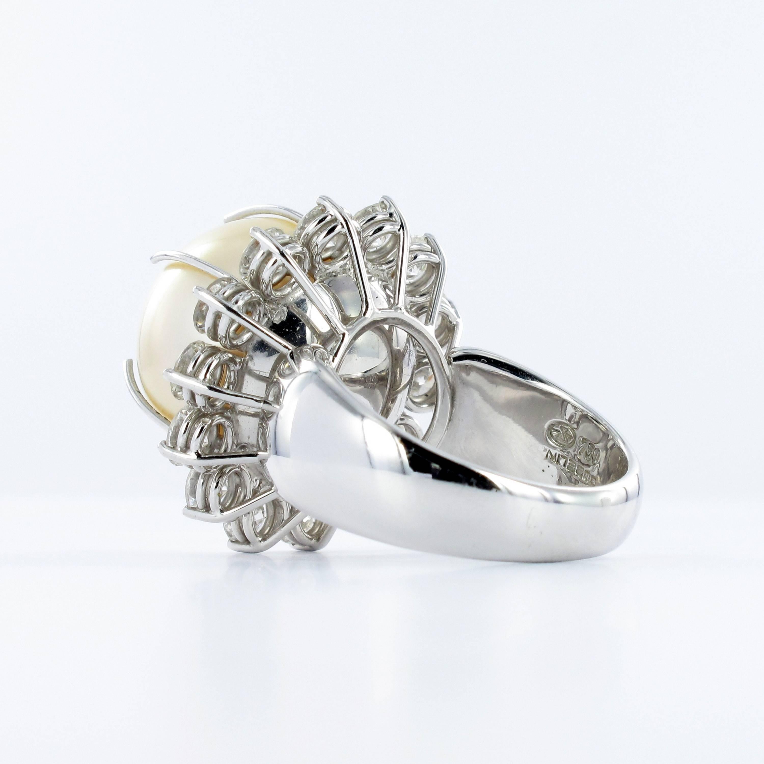 Gübelin South Sea Cultured Pearl and Diamond Cocktail Ring 2