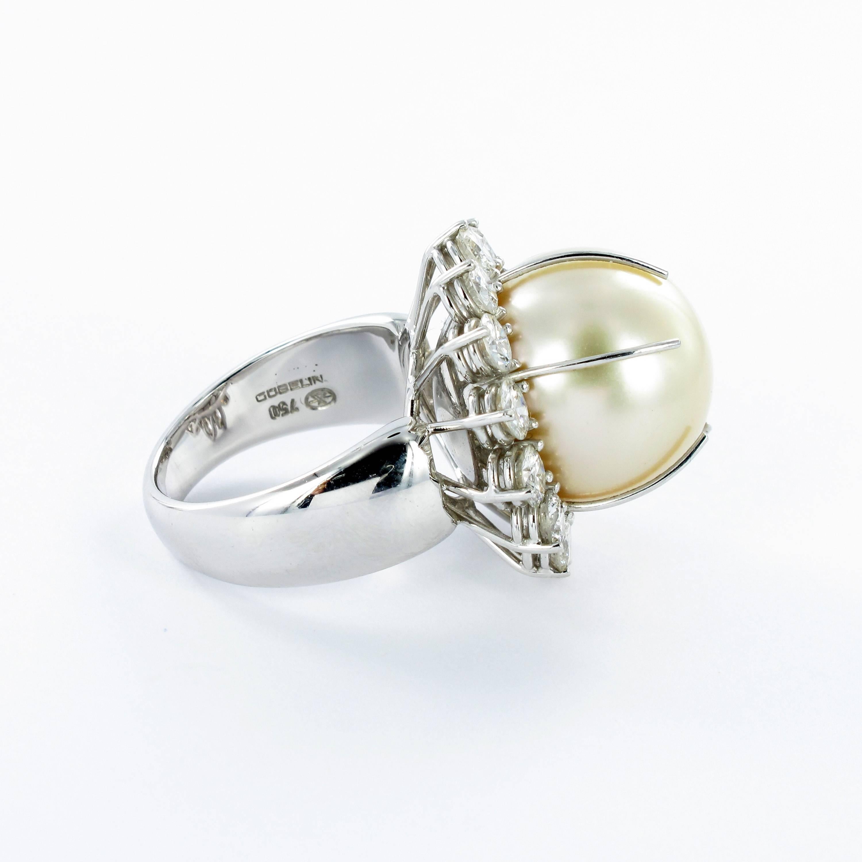 Gübelin South Sea Cultured Pearl and Diamond Cocktail Ring 4