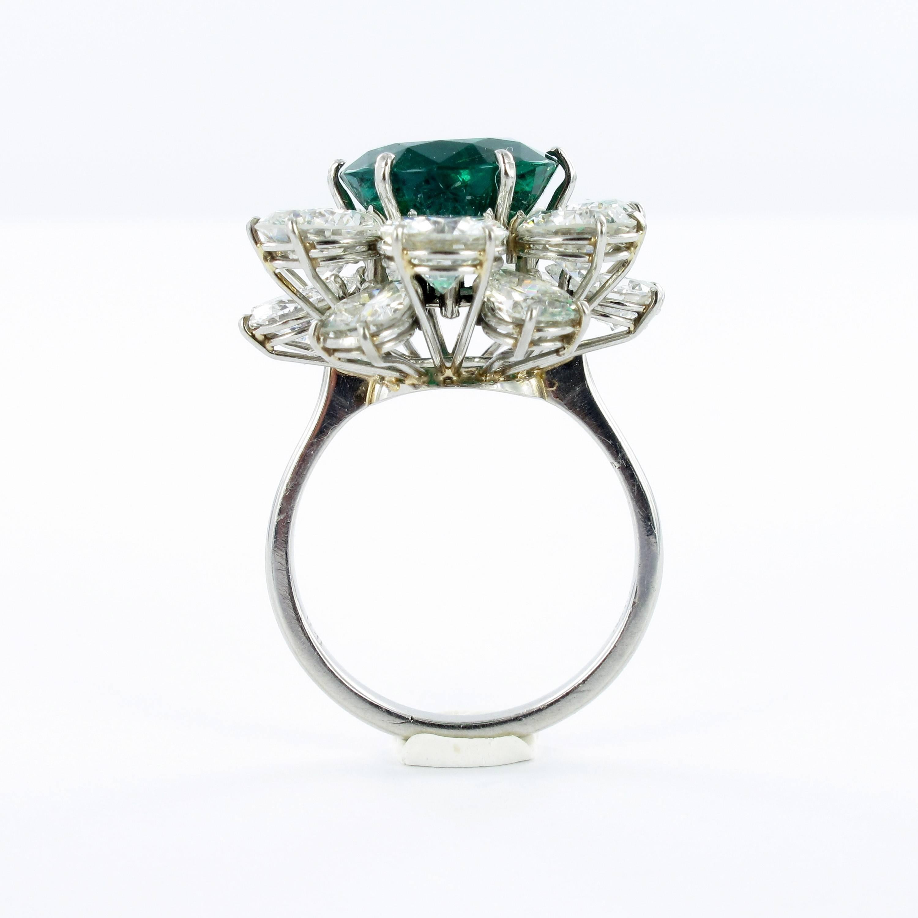 Certified Colombian Emerald Diamond Platinum Ring 2