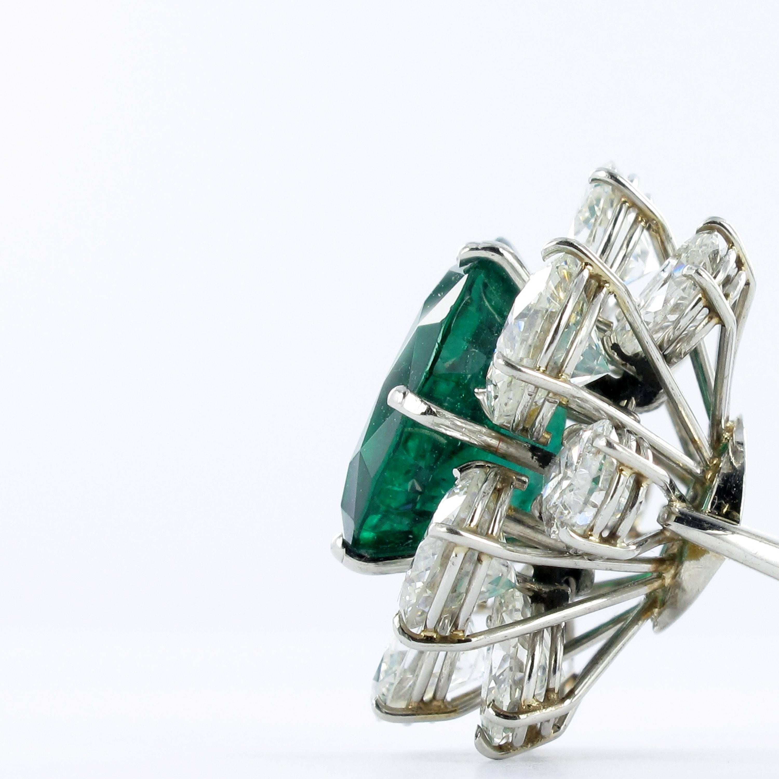 Certified Colombian Emerald Diamond Platinum Ring 6