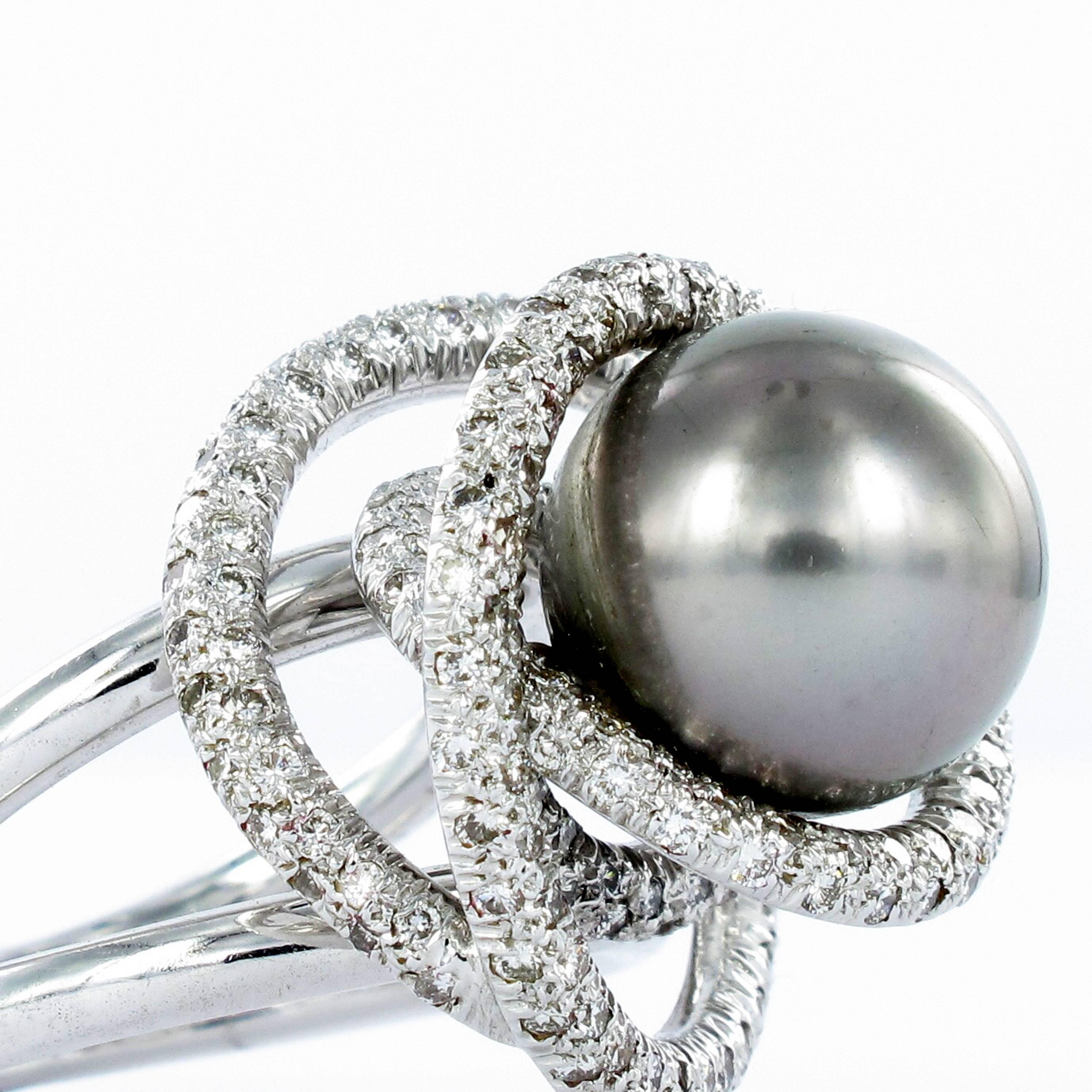 Tahitian Cultured Pearl Diamond Ring 1