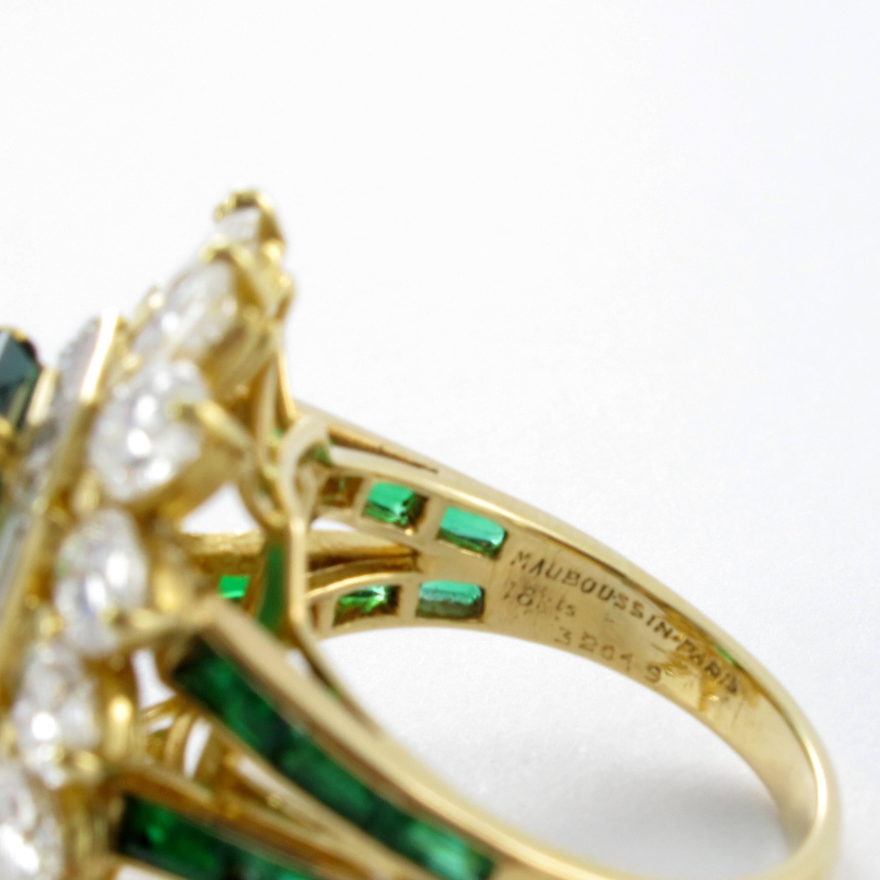 Mauboussin Certified Colombian Emerald Diamond Ring 5