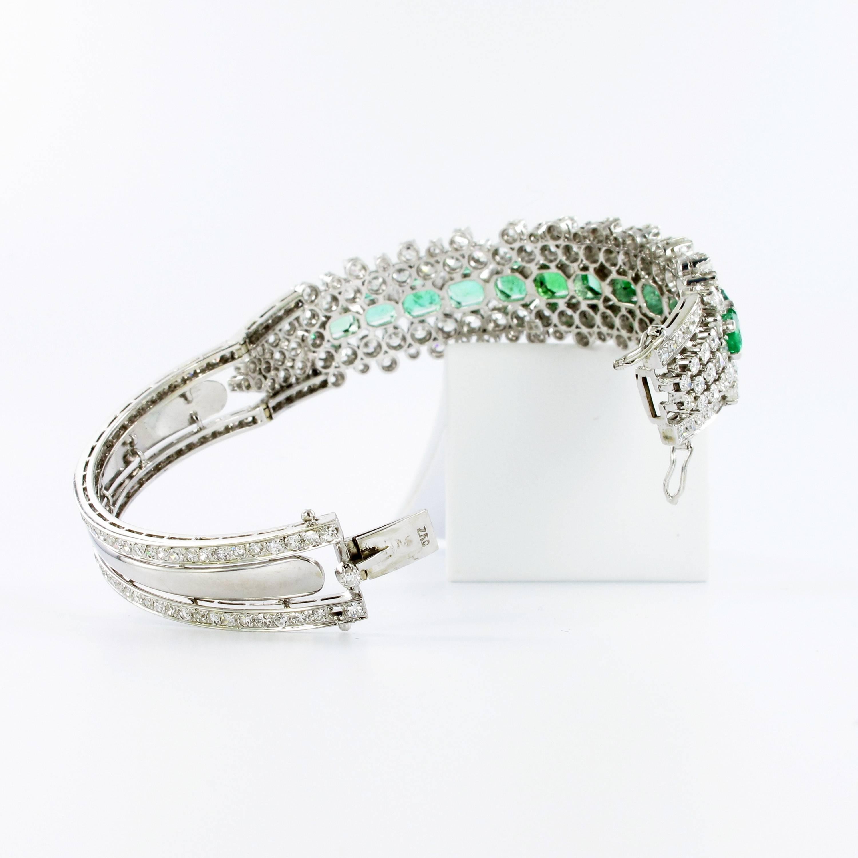 Emerald and Diamond Gold Bangle Bracelet 1