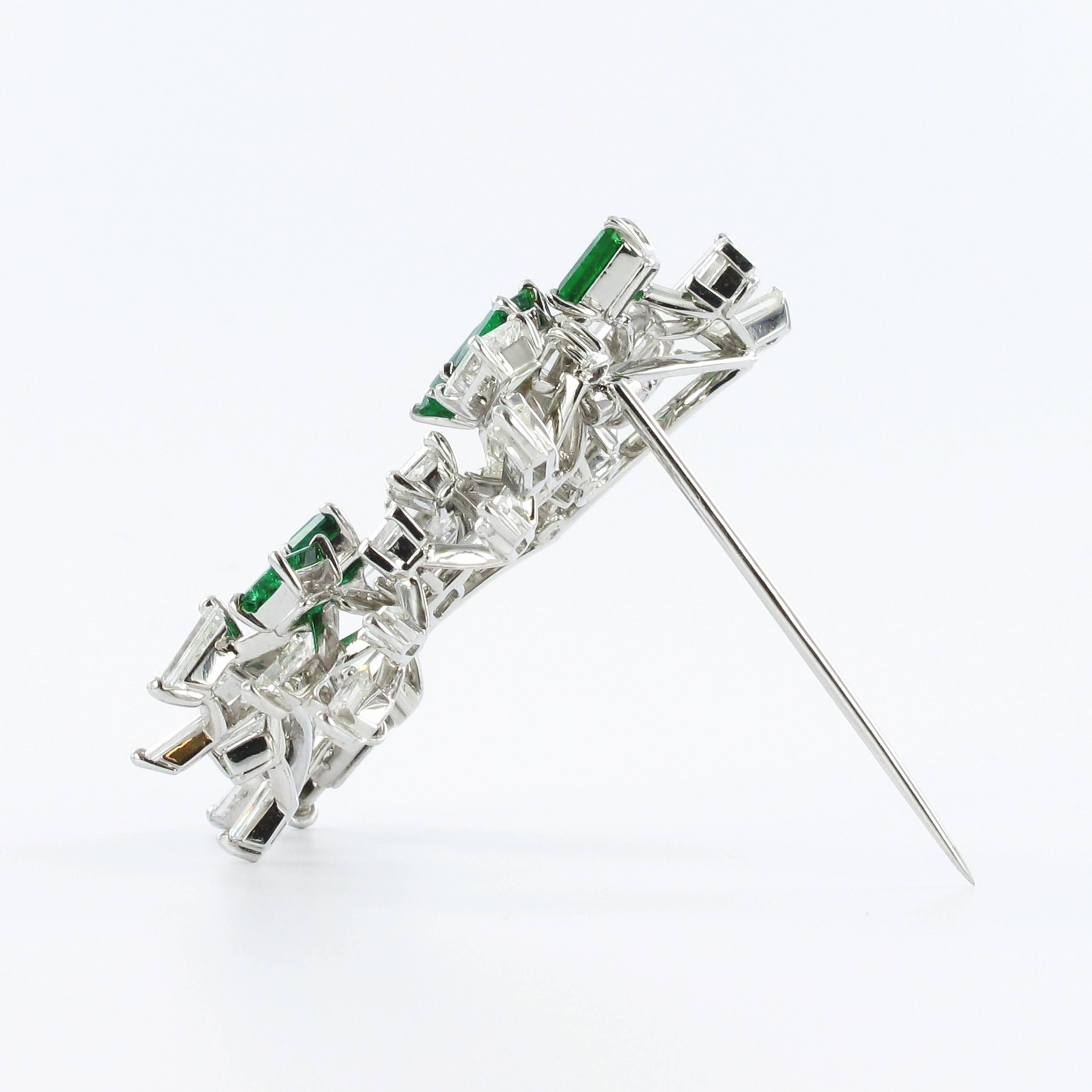Emerald and Diamond Cluster Brooch by Meister 1