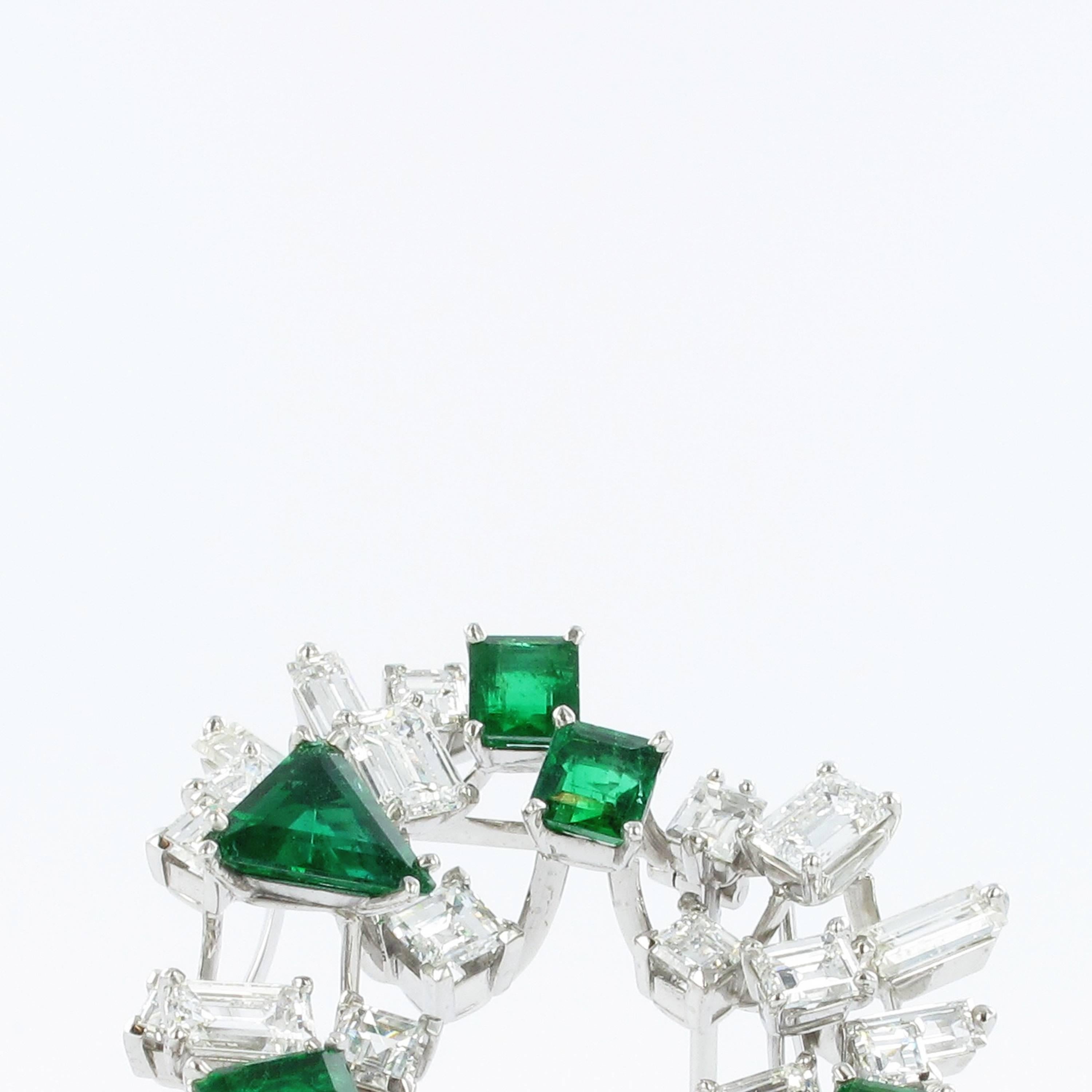 Emerald and Diamond Cluster Brooch by Meister 2