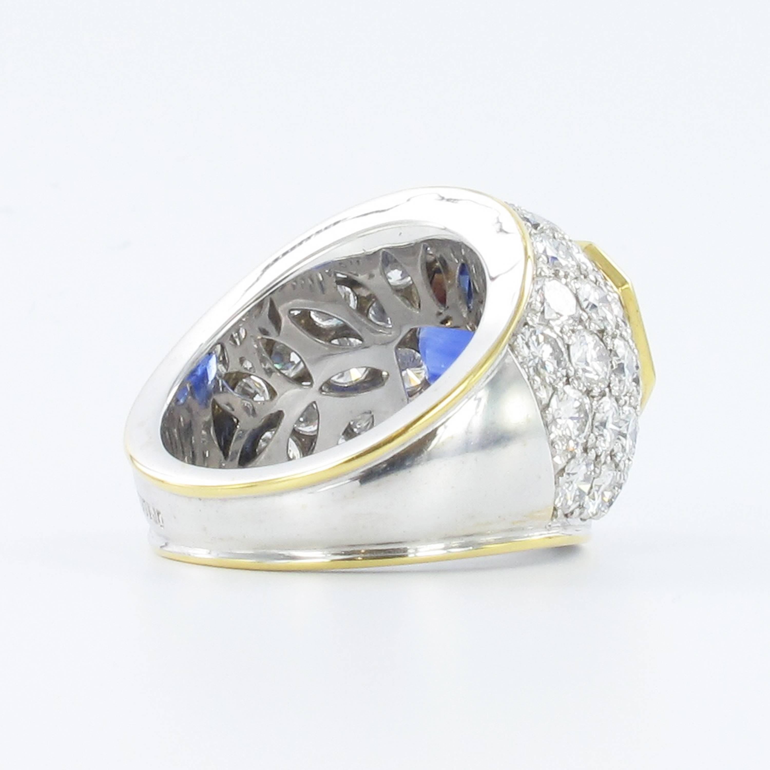 Sapphire Diamond Yellow and White Gold Ring For Sale 1