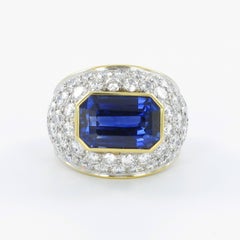 Sapphire Diamond Yellow and White Gold Ring