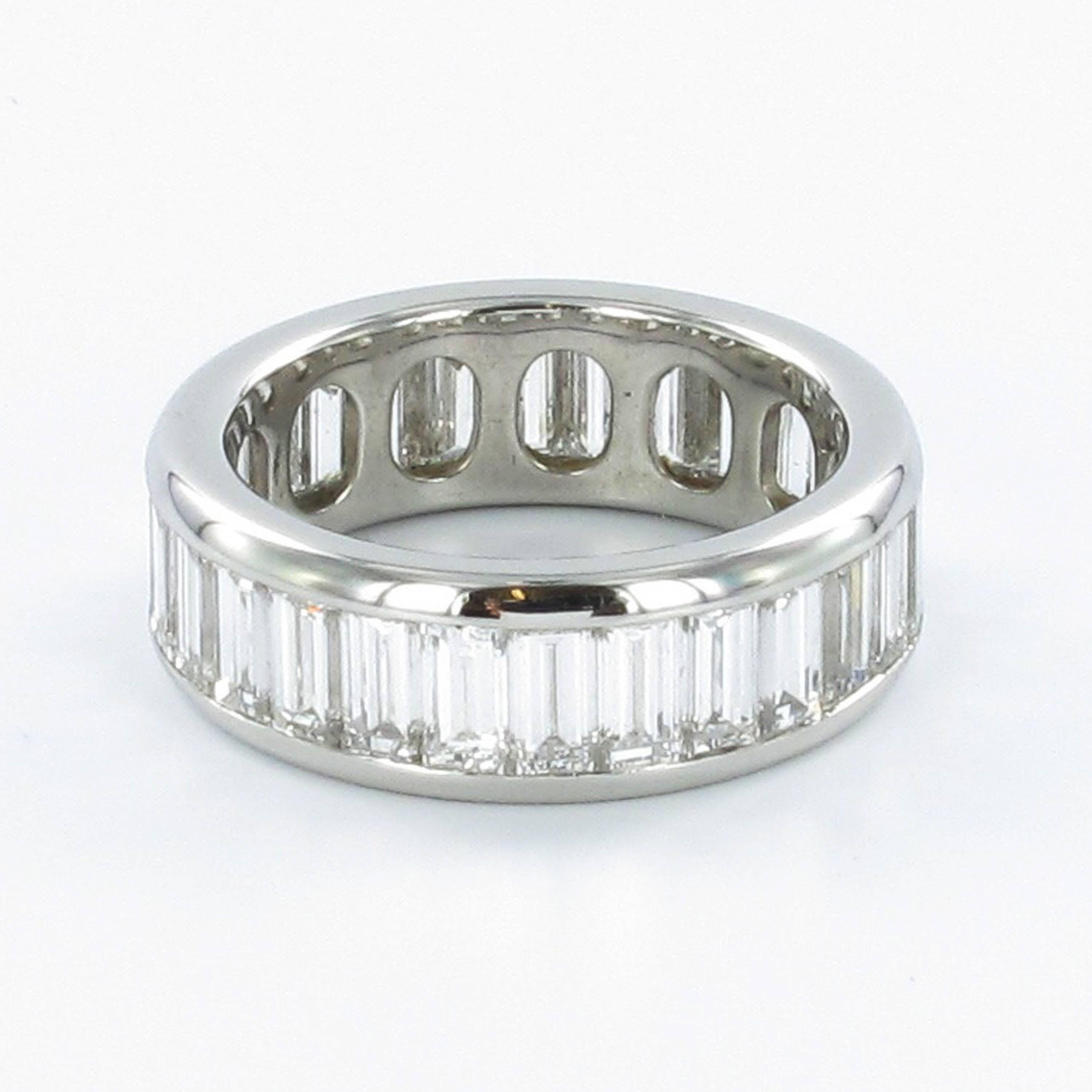 Modern Gübelin Baguette Diamond Platinum Eternity Ring For Sale