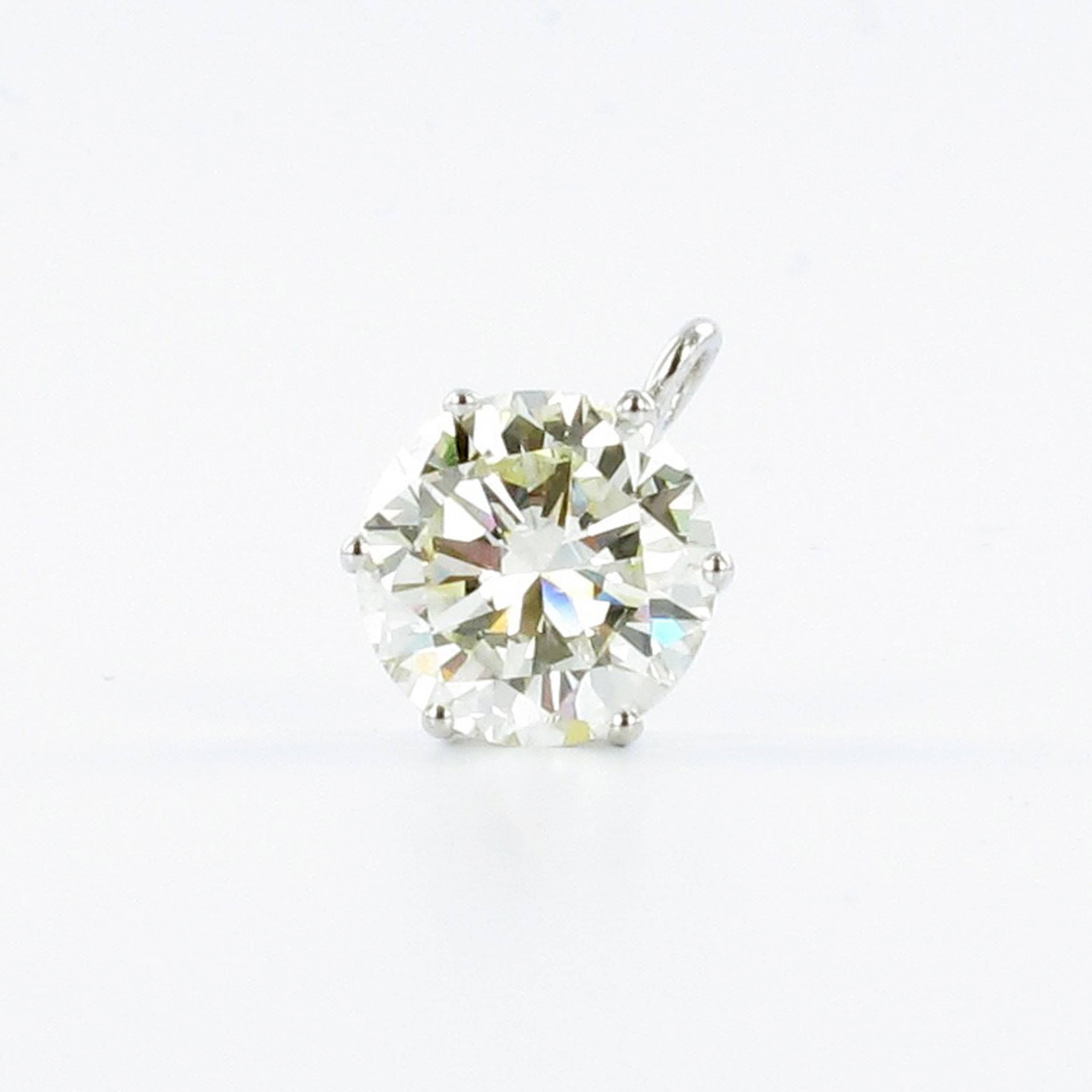 Contemporary GIA Certified 3.86 Carat Brilliant-Cut Diamond Solitaire Pendant